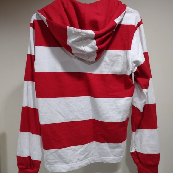 CHARLES RIVER APPAREL CLASSIC RUGBY RED WHITE HOODIE BAR HARBOR MAINE SIZE XXS - Picture 5 of 7